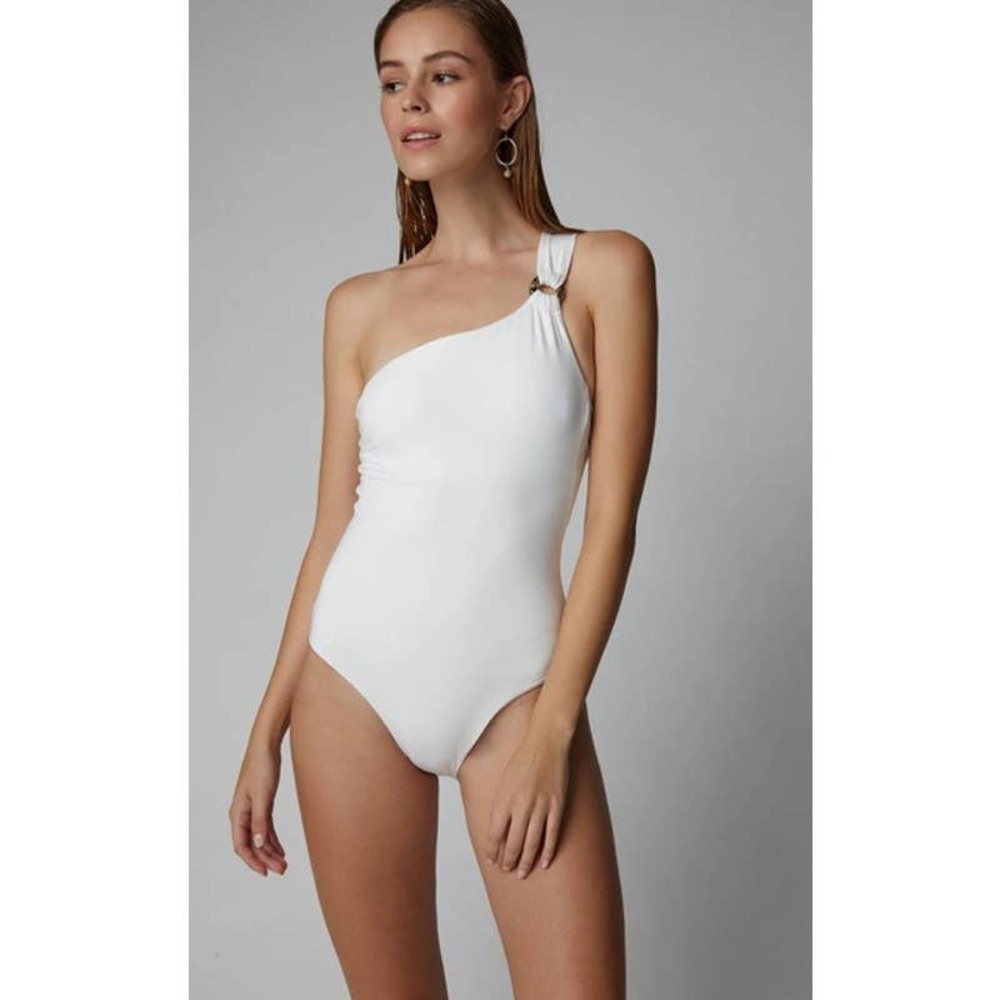 NWT Onia Jenna One-Shoulder One Piece Swimsuit in White Size Small